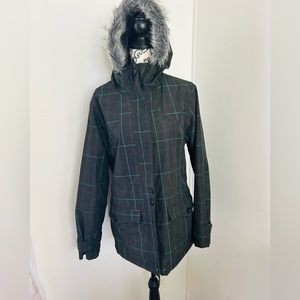 EMPYRE Technical Outwear Women’s Grey Plaid Full Zip Hooded Ski Jacket